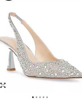 Betsey Johnson Silver Crystal Embellished Slingback Pump